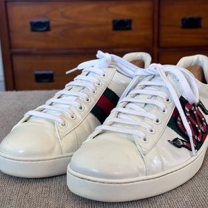 Gucci Ace Embroidered King Snake Men’s White Fashion Sneakers Size 12